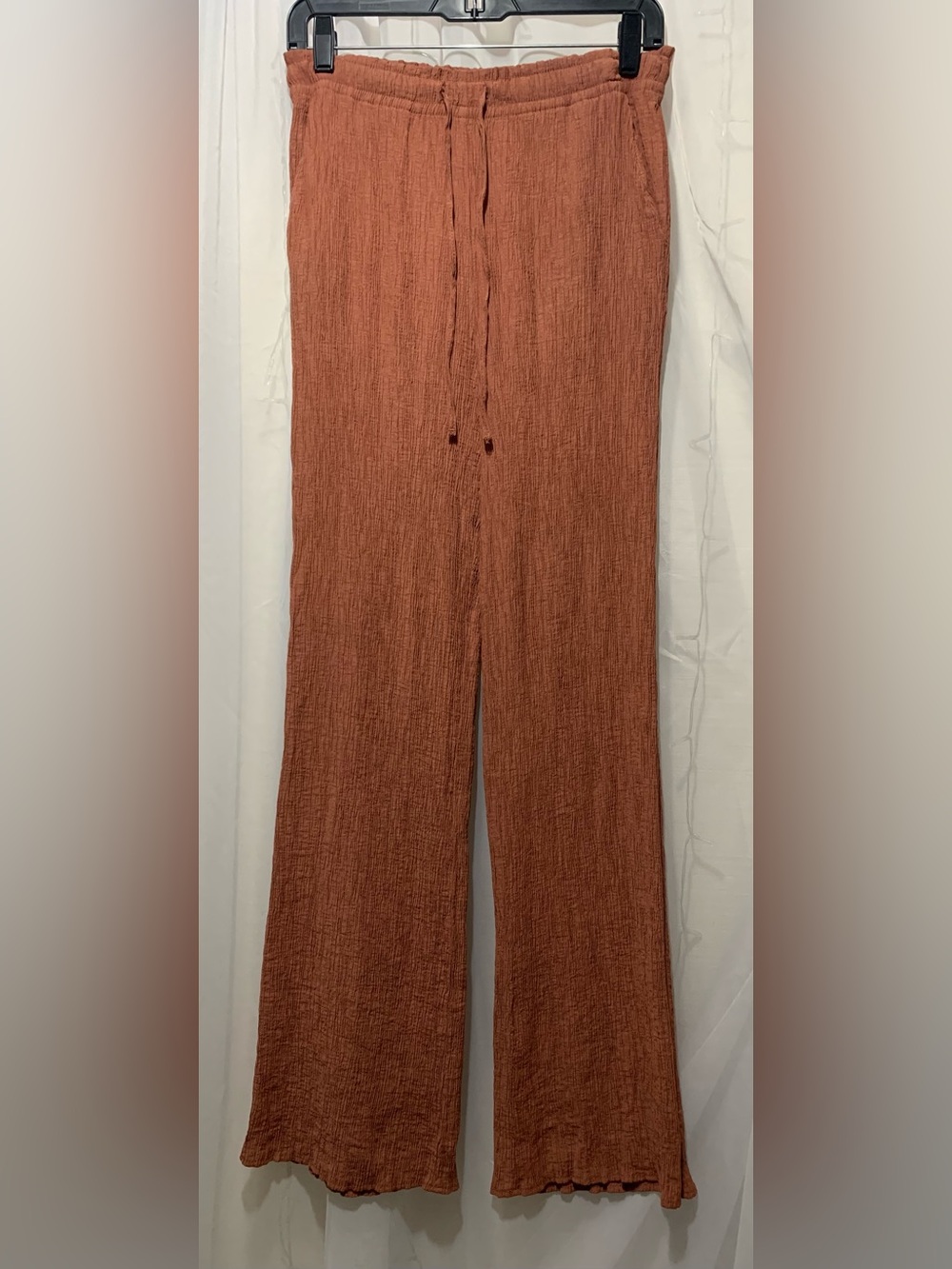Zara Crinkled Effect Textured Wide-Leg Pants
